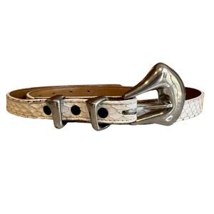Vintage White genuine snakeskin skinny belt Apple NY